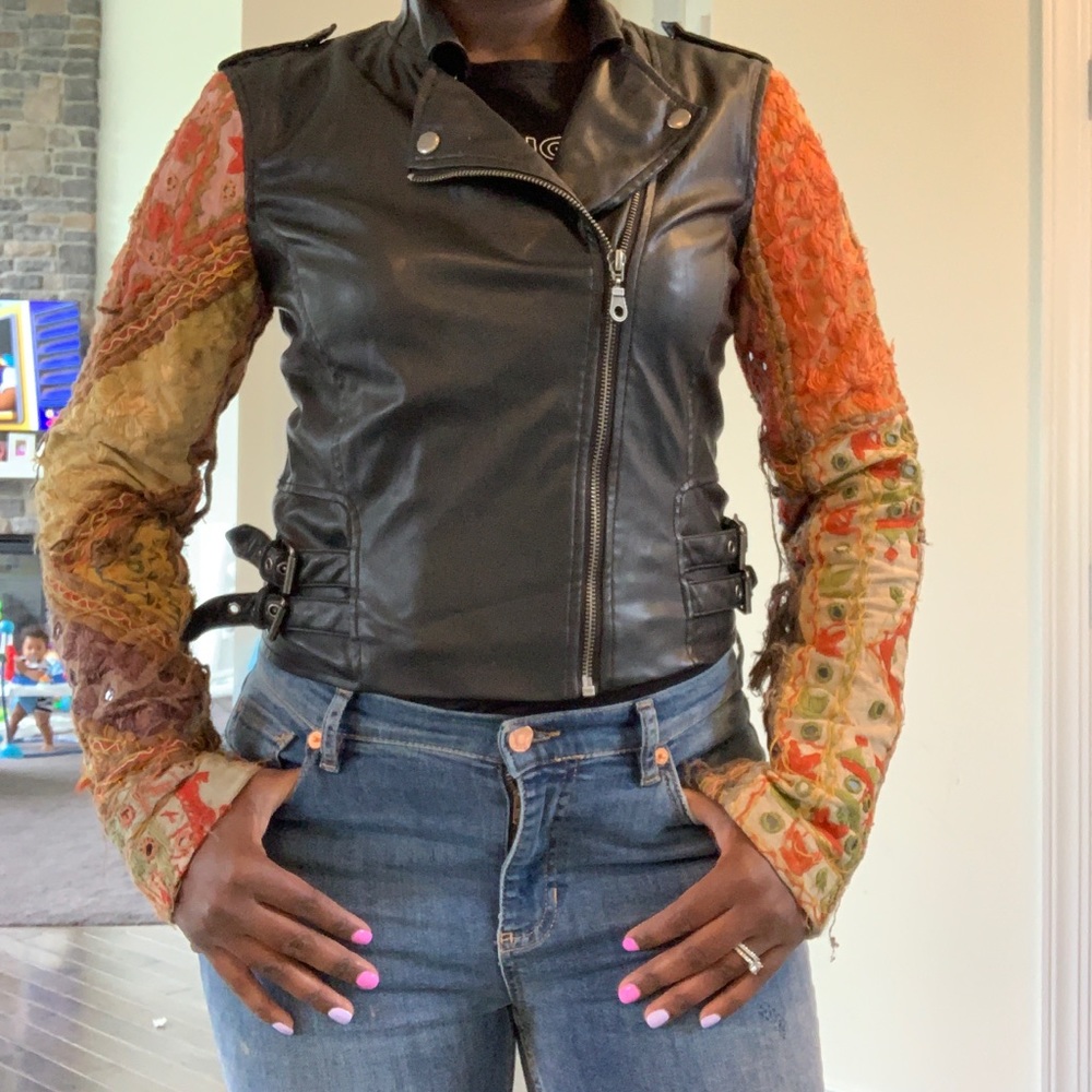 Spanish style faux leather biker jacket